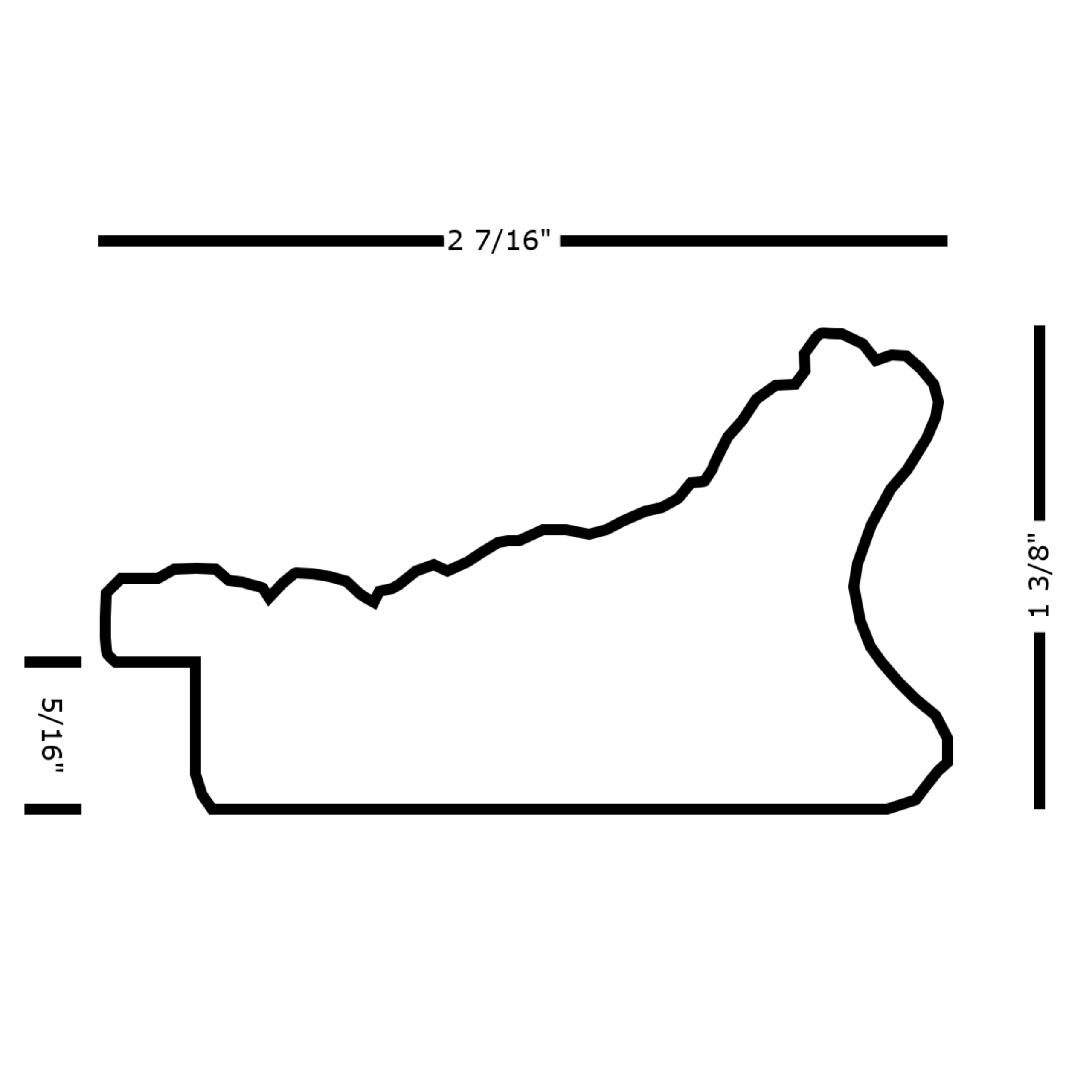 baroque-tv-frame-profile-dimensions-cross-section-diagram Baroque decorative TV frame molding profile diagram showing cross section and frame dimensions