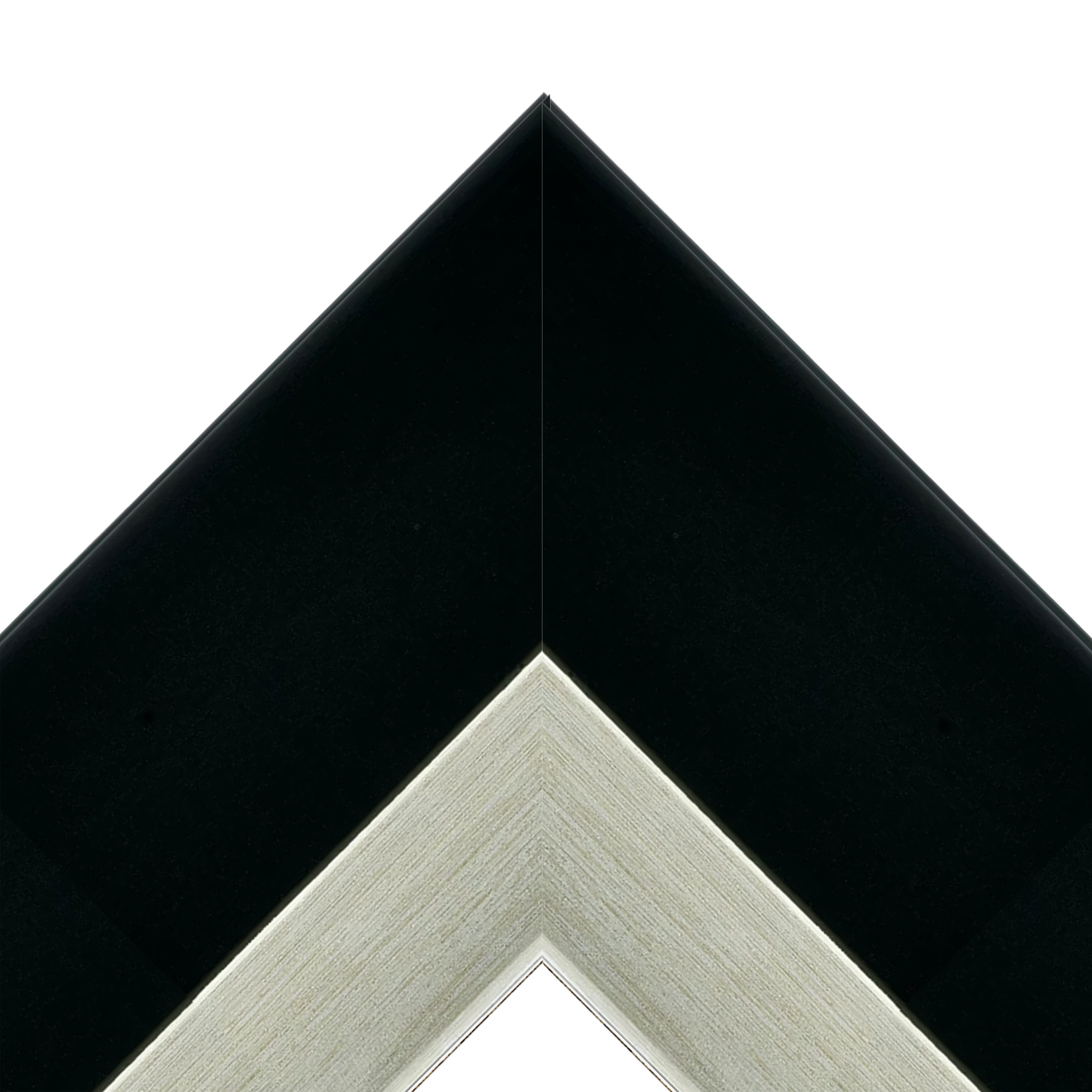 black-silver-modern-tv-frame-corner-detail Black and silver modern decorative TV frame corner detail with textured metallic inner edge