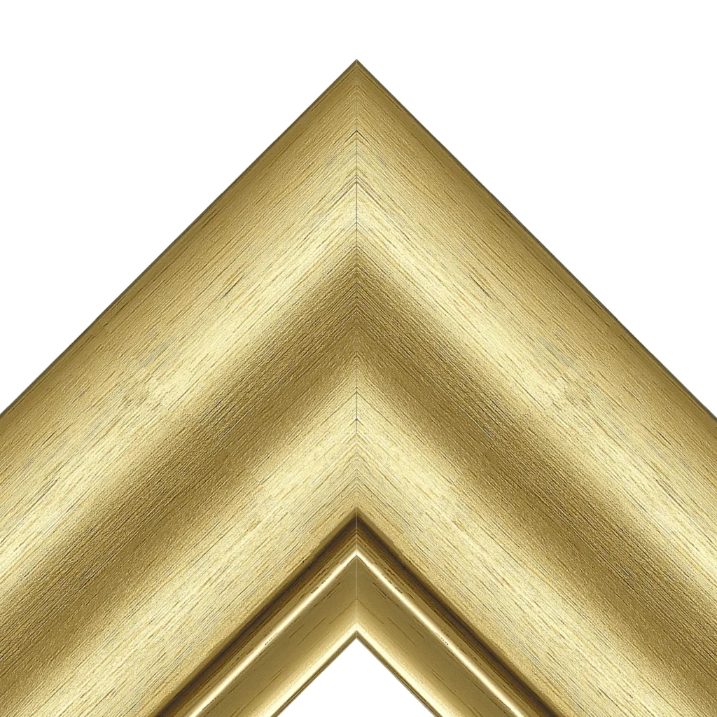 Brushed gold modern decorative TV frame corner detail with metallic finish