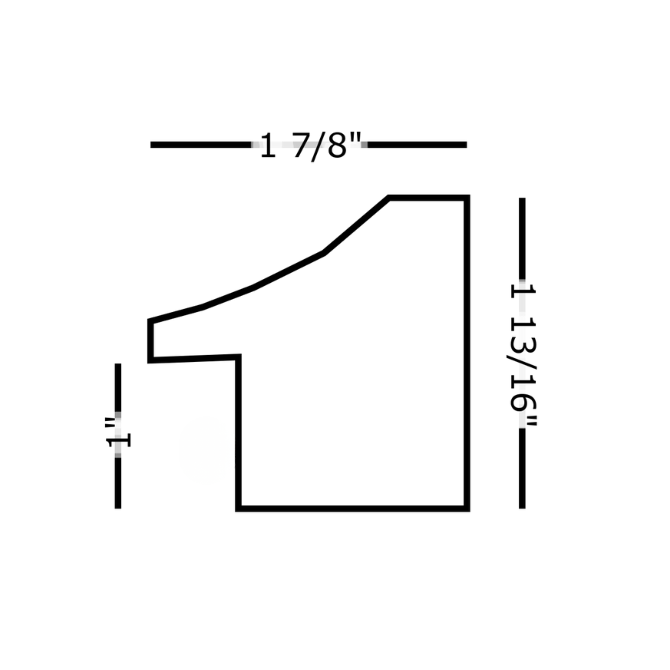 dark-wood-silver-tv-frame-molding-profile-dimensions-diagram TV frame molding profile diagram with width and depth measurements