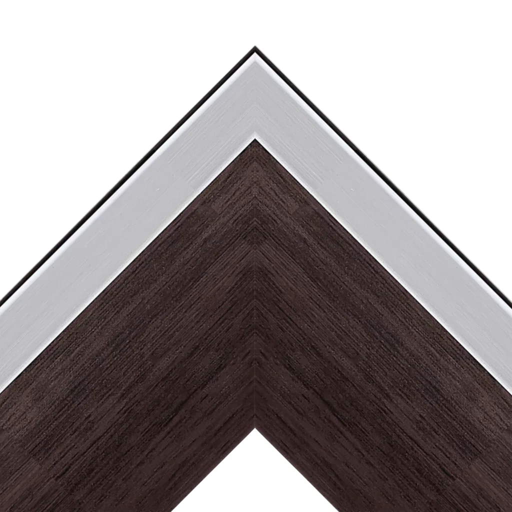 Dark wood and white decorative TV frame corner detail
