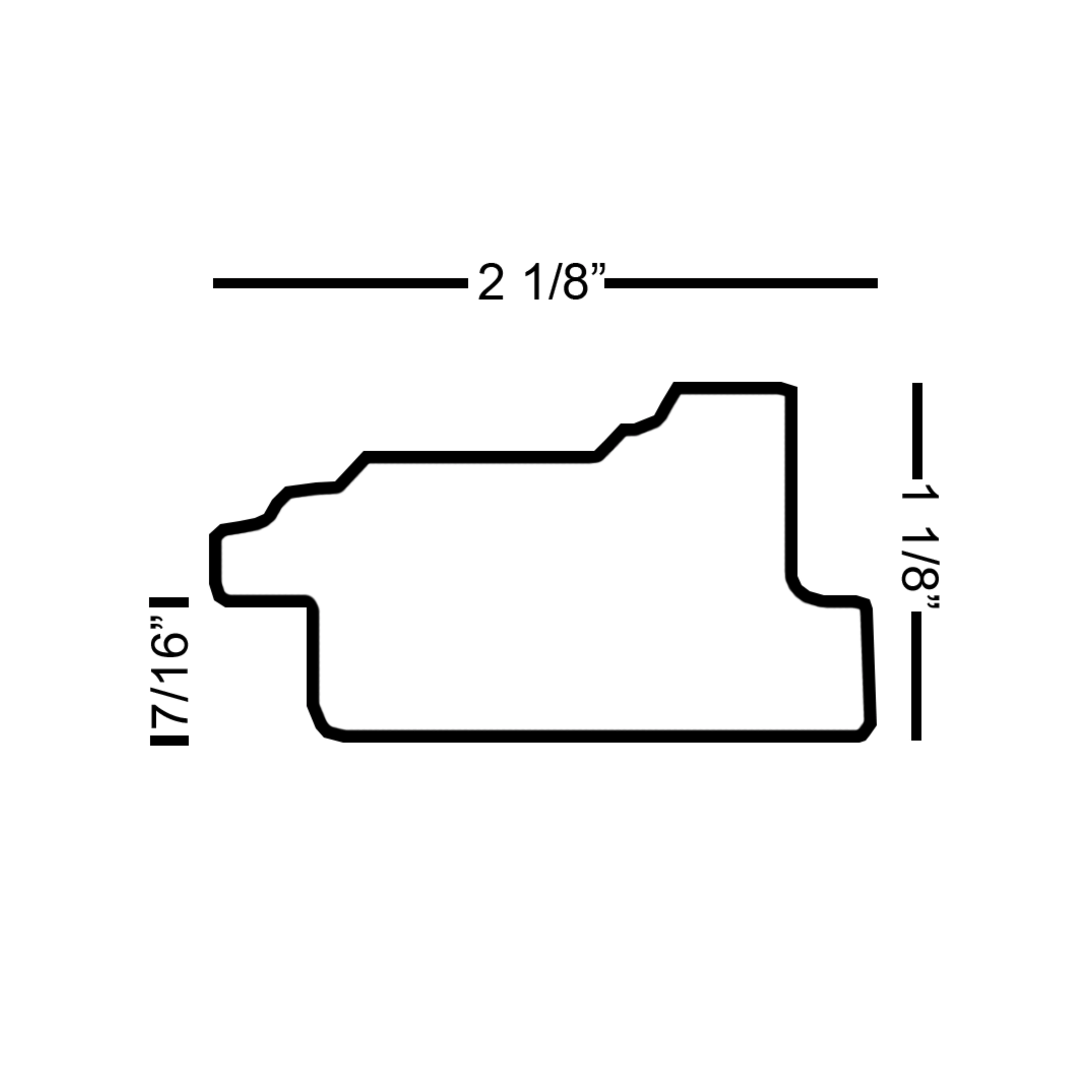 decorative-tv-frame-molding-profile-dimensions-diagram Decorative TV frame molding profile diagram showing cross section and frame dimensions