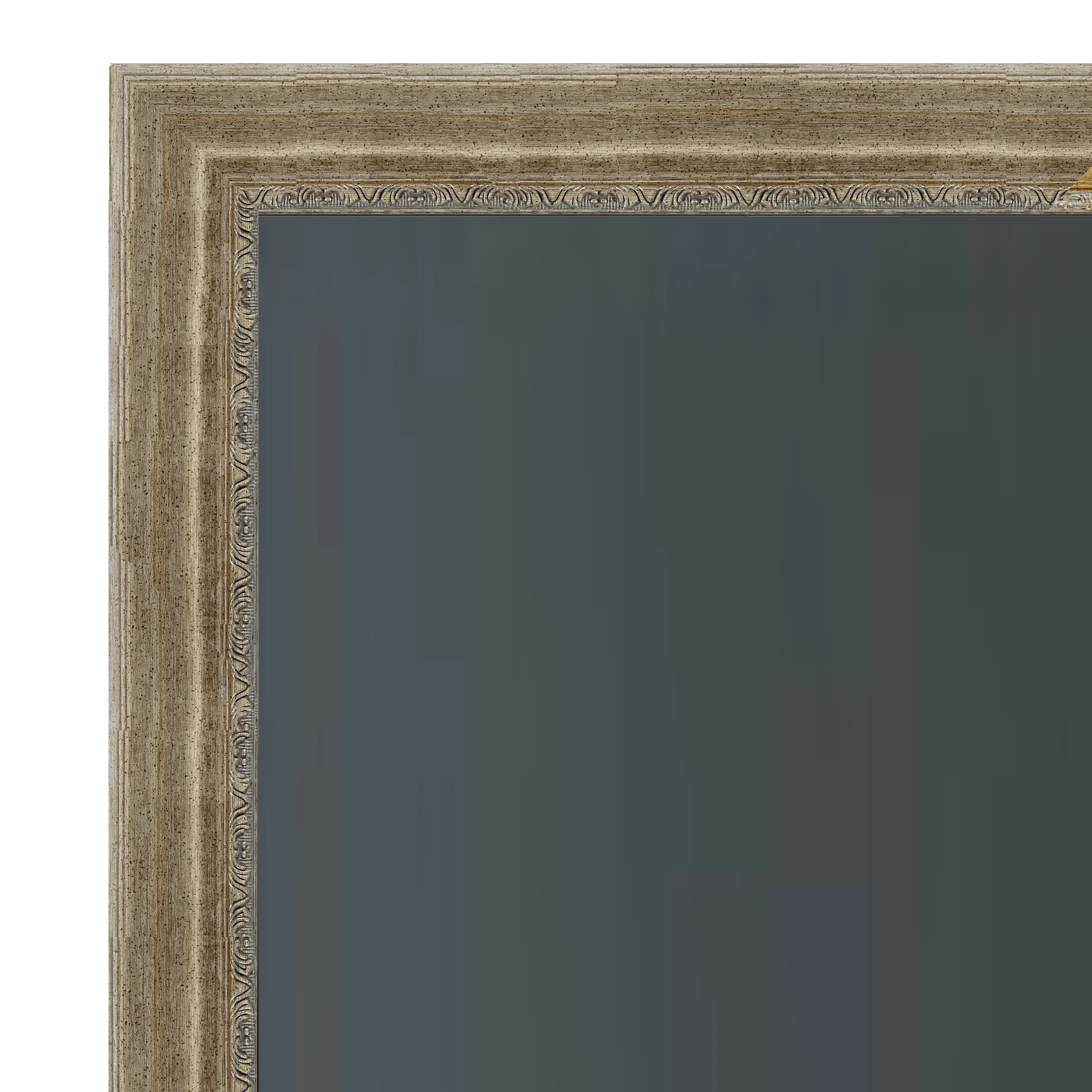 distressed-antique-silver-tv-frame-mounted-display Distressed antique silver decorative TV frame mounted around television display