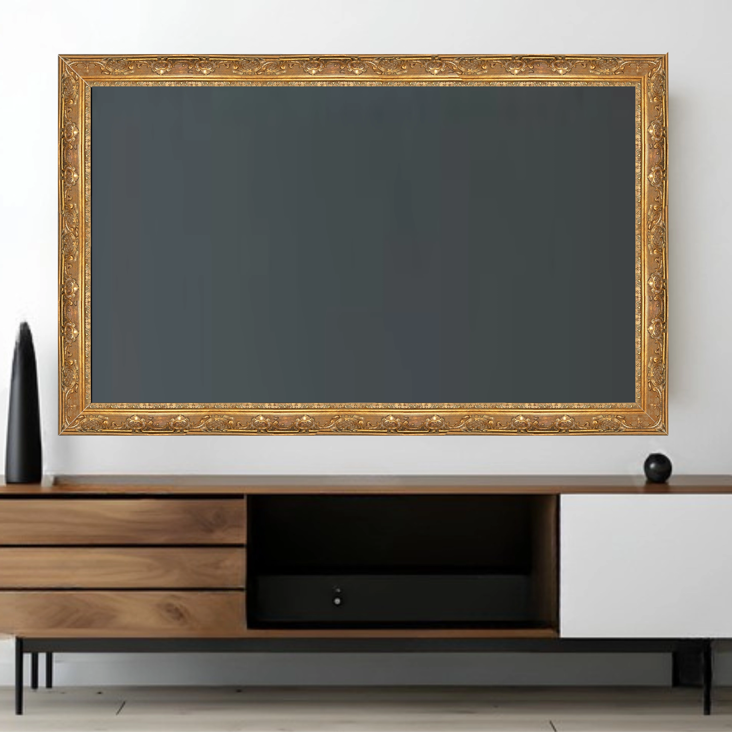 gold-baroque-tv-frame-wall-mounted-television-luxury-living-room