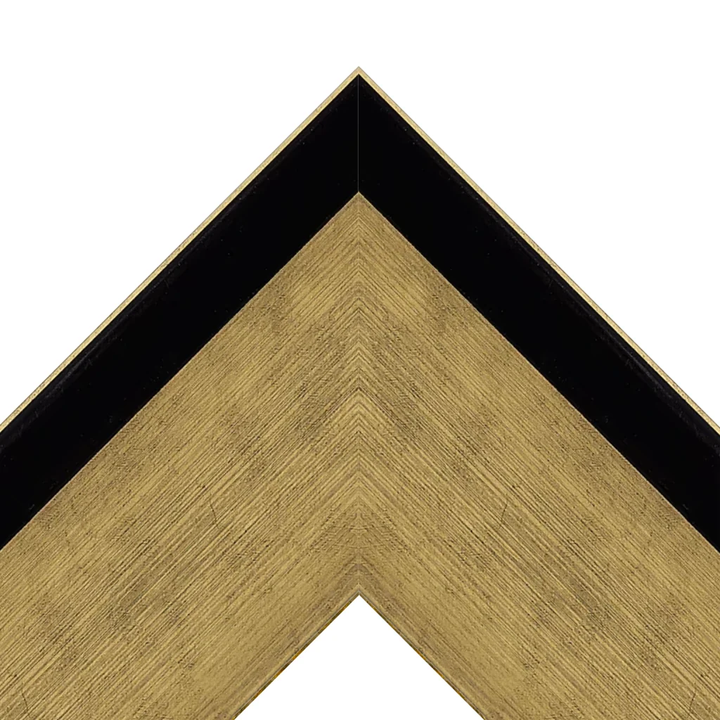 Gold textured TV frame corner with black outer edge