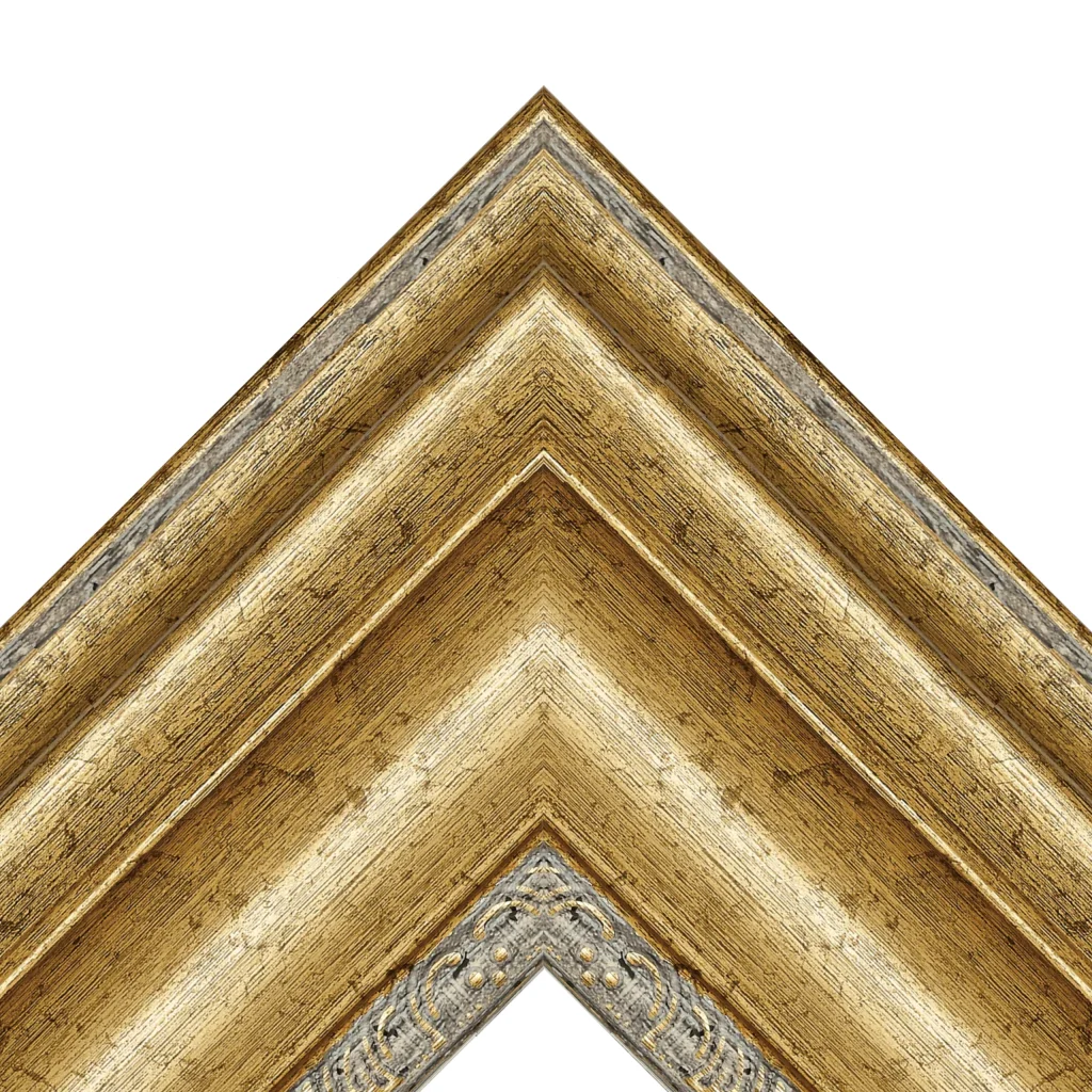 Ornate antique gold decorative TV frame corner with carved detailing