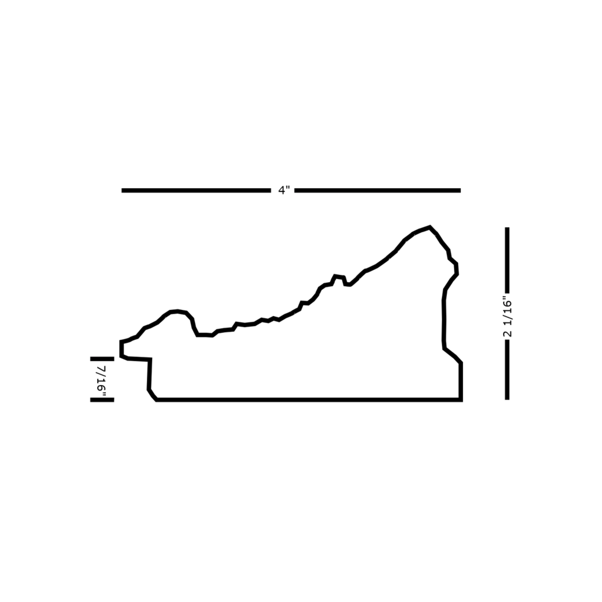 ornate-tv-frame-profile-dimensions-cross-section-diagram Decorative TV frame molding profile cross section with measurements
