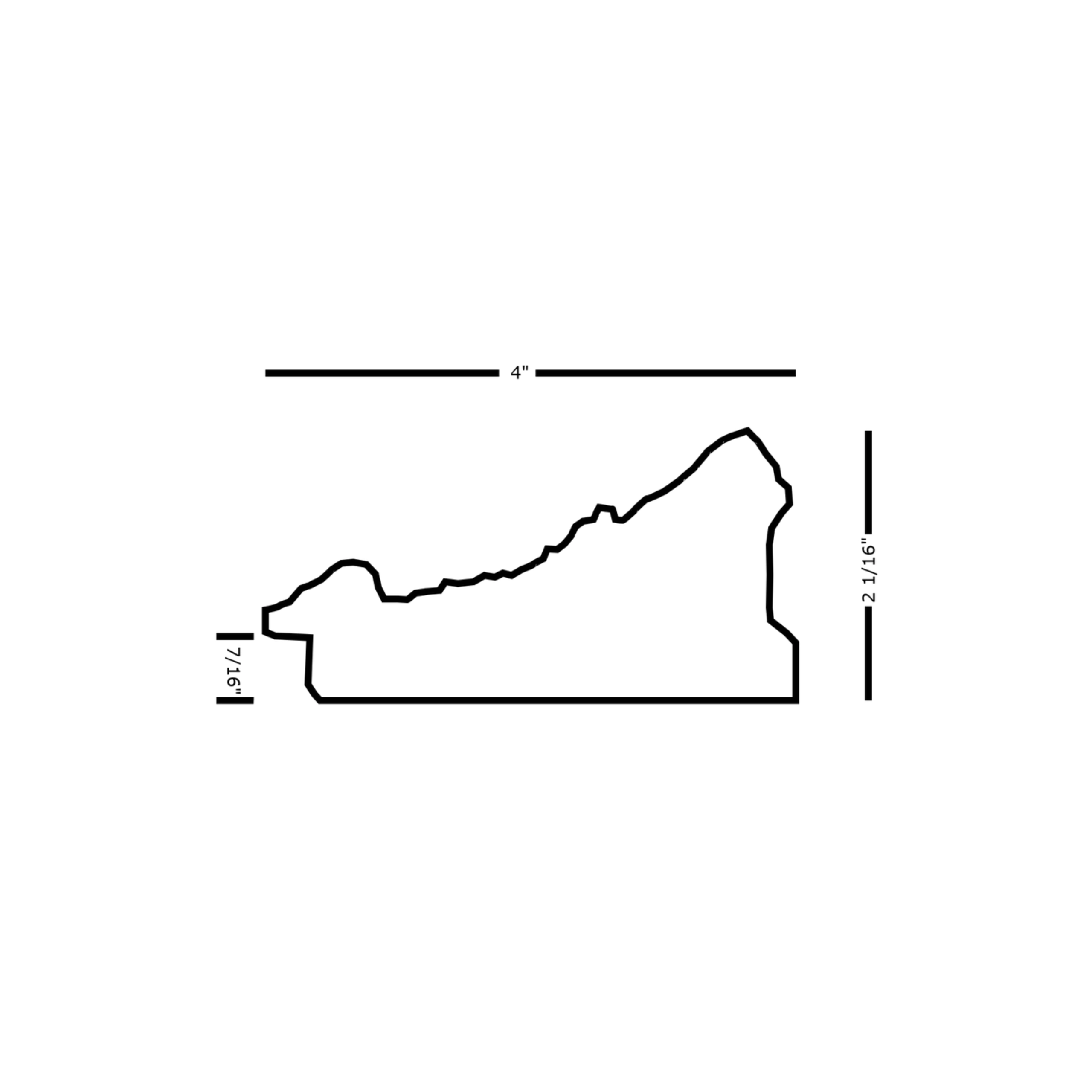 white-ornate-tv-frame-molding-cross-section White ornate TV frame molding cross section diagram with 4 inch width